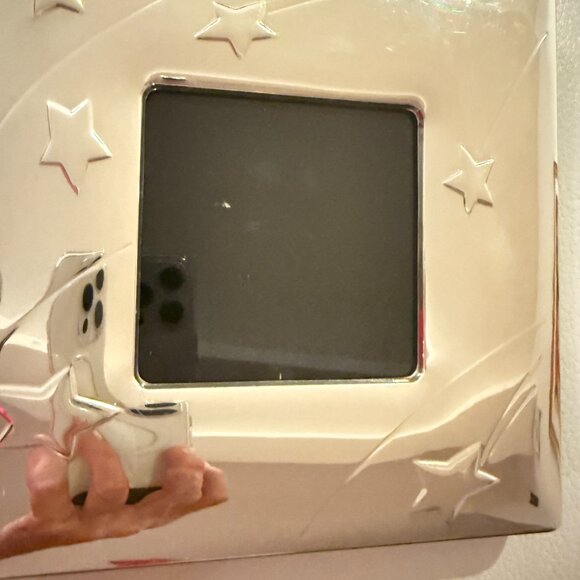 CHRISTOFLE 7.25” SQUARE Silver PHOTO FRAME WITH STARS - Picture 2 of 9